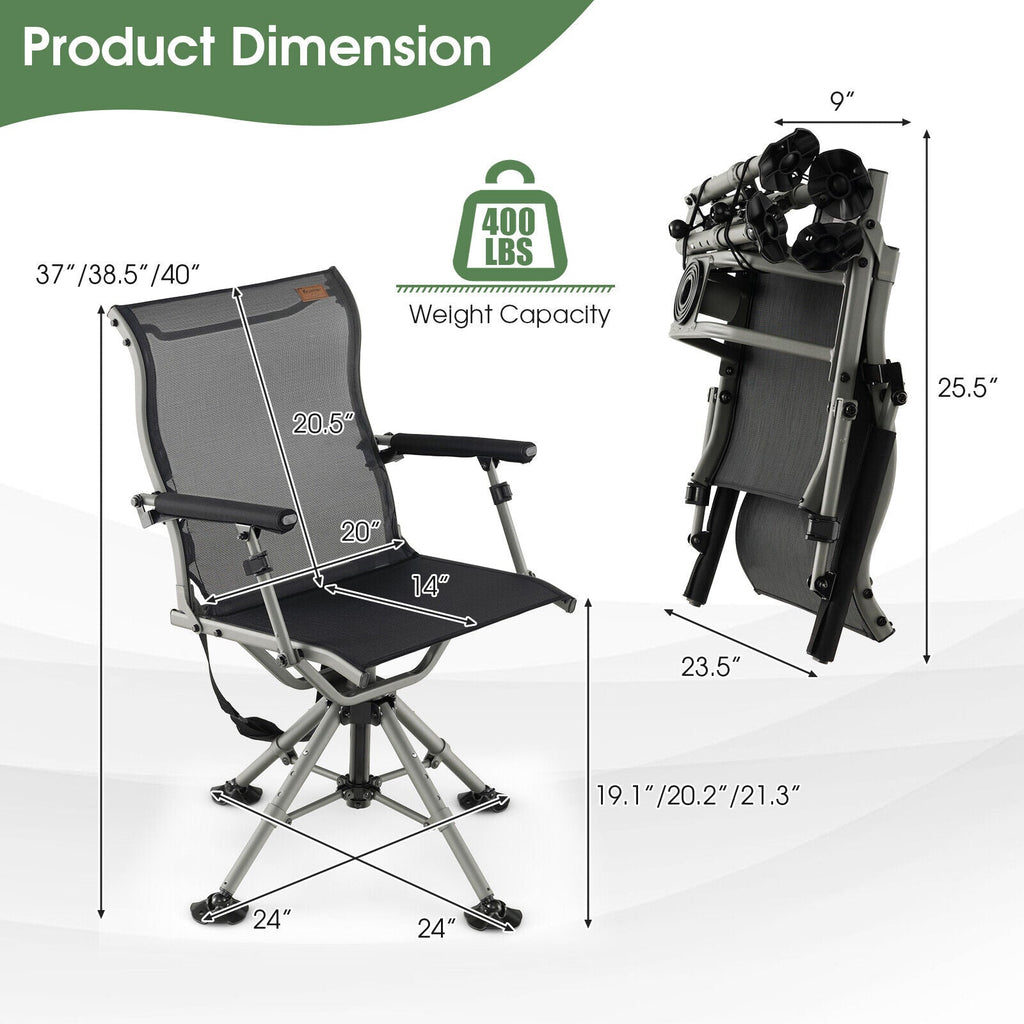 360 Degree Silent Swivel Hunting Chair-Black