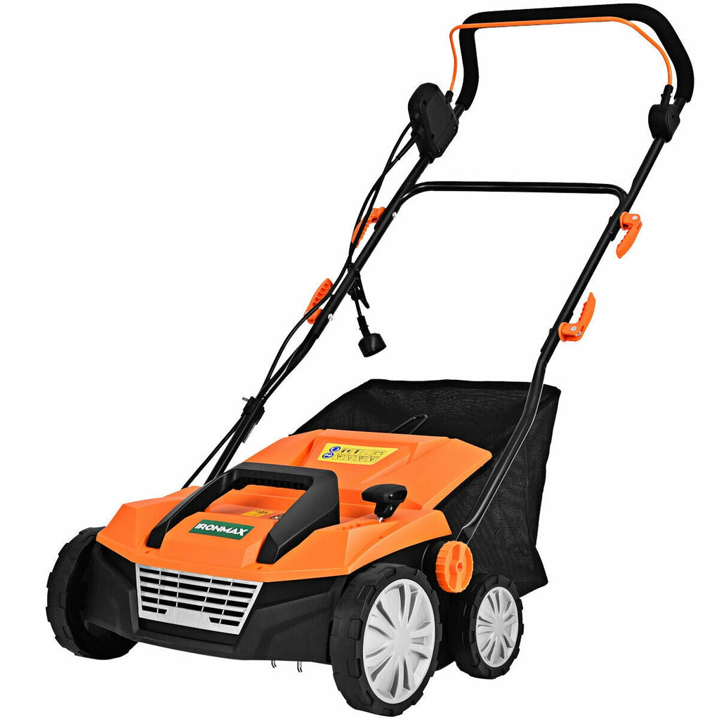 15 Inch 13 Amp Electric Scarifier with Collection Bag and Removable Blades