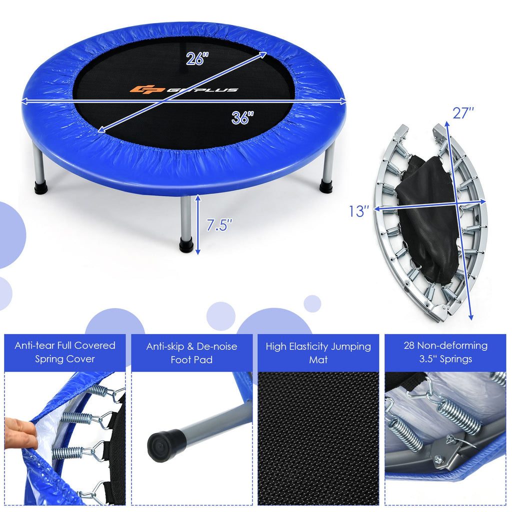 36 Inch Mini Folding Trampoline Portable Recreational Fitness Rebounder