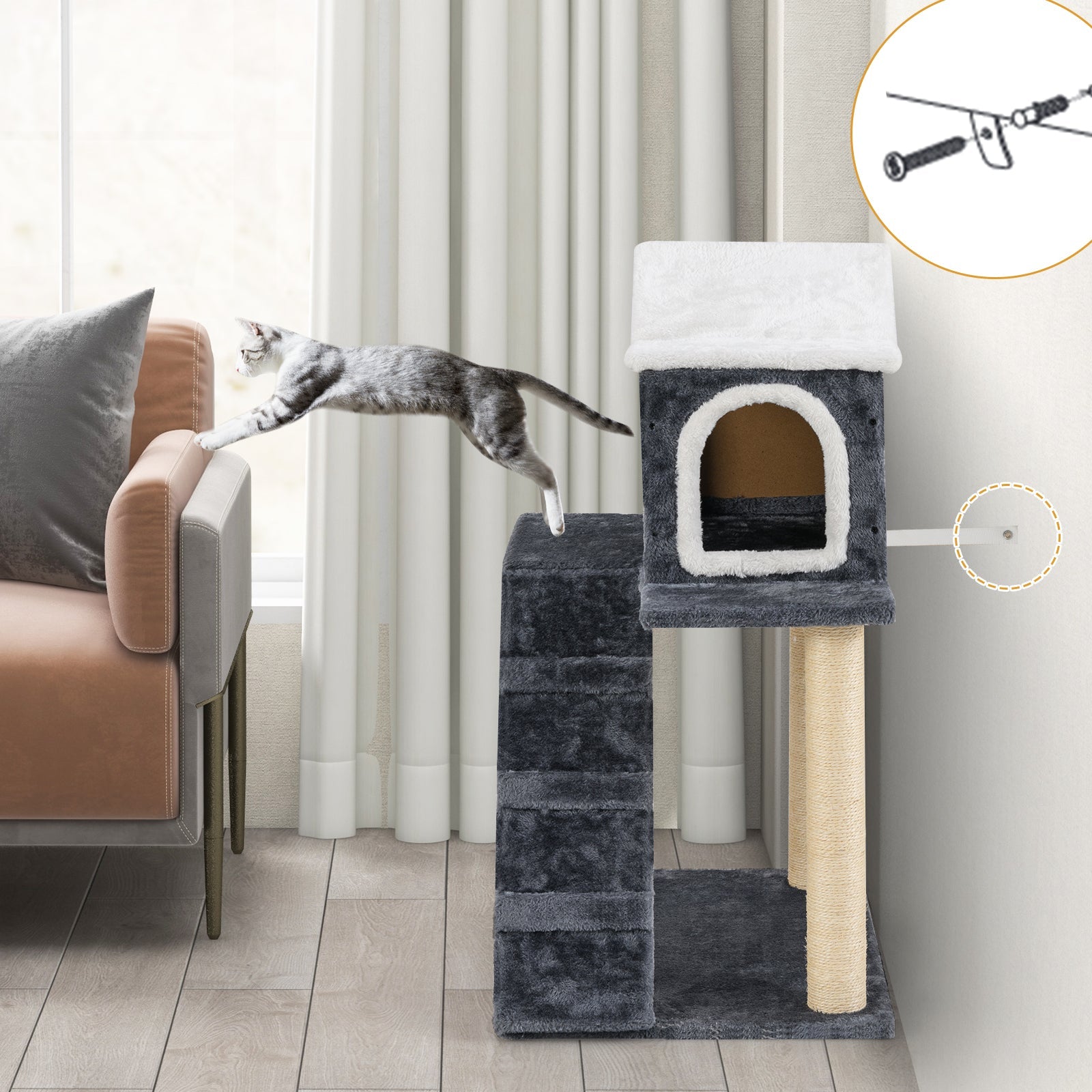 36 Inch Tower Condo Scratching Posts Ladder Cat Tree