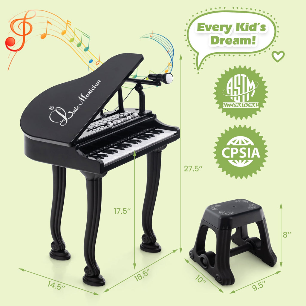 37 Keys Kids Piano Keyboard with Stool and Piano Lid