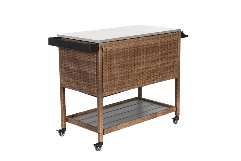 Outdoor Wicker Bar Cart