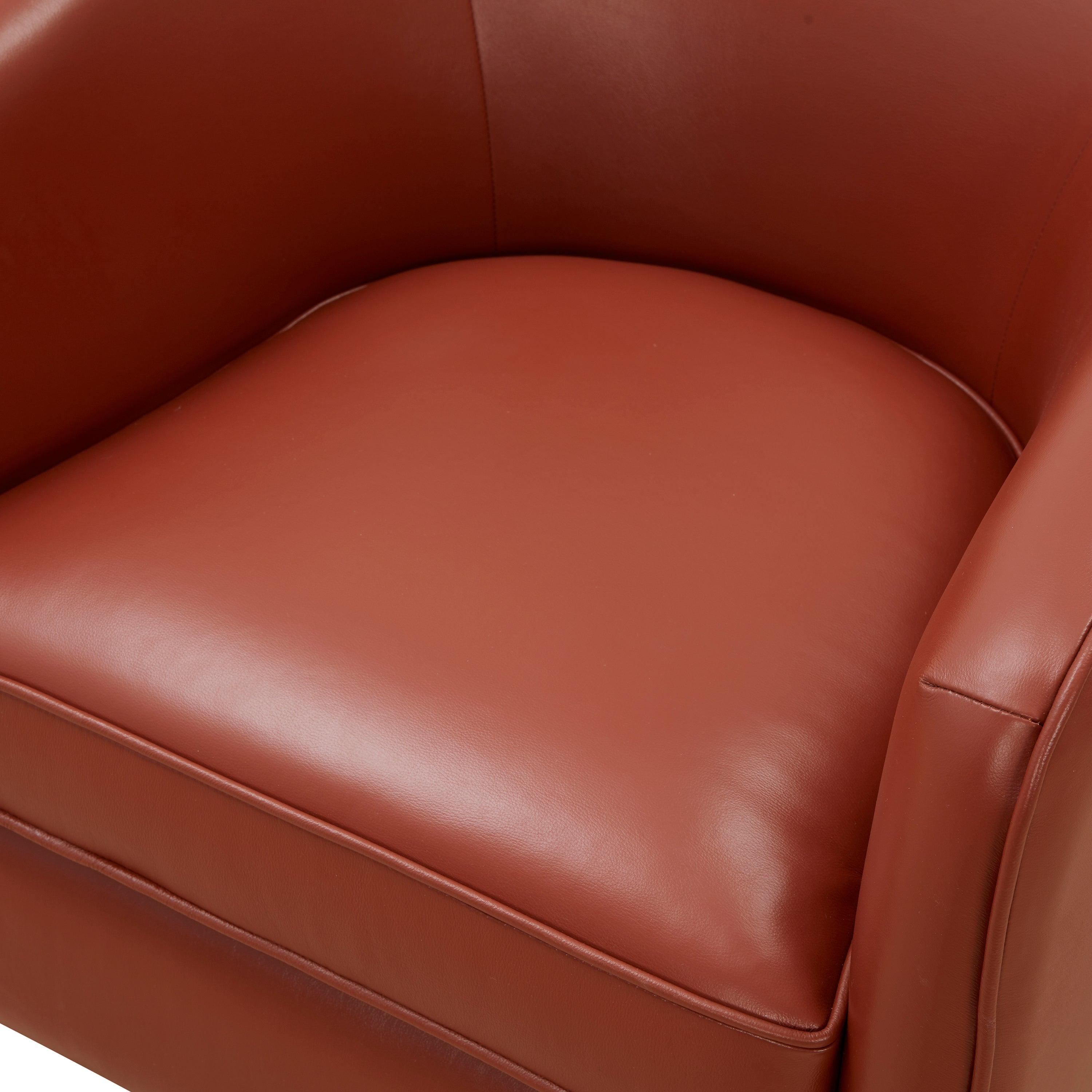 Tessa Caramel Top Grain Leather Swivel Chair with Wood Base