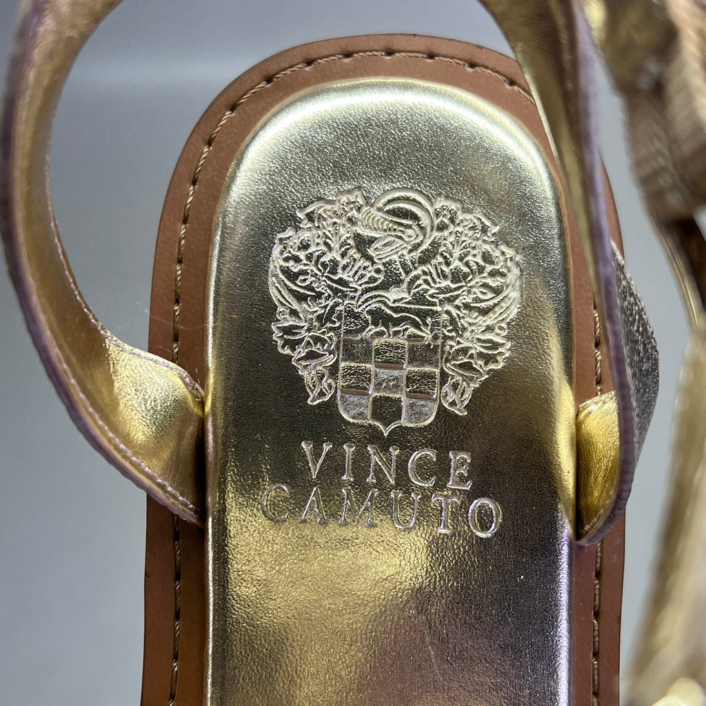 VINCE CAMUTO Leather Studded Gladiator Sandals Women's Sz 7.5M Egyptian Gold