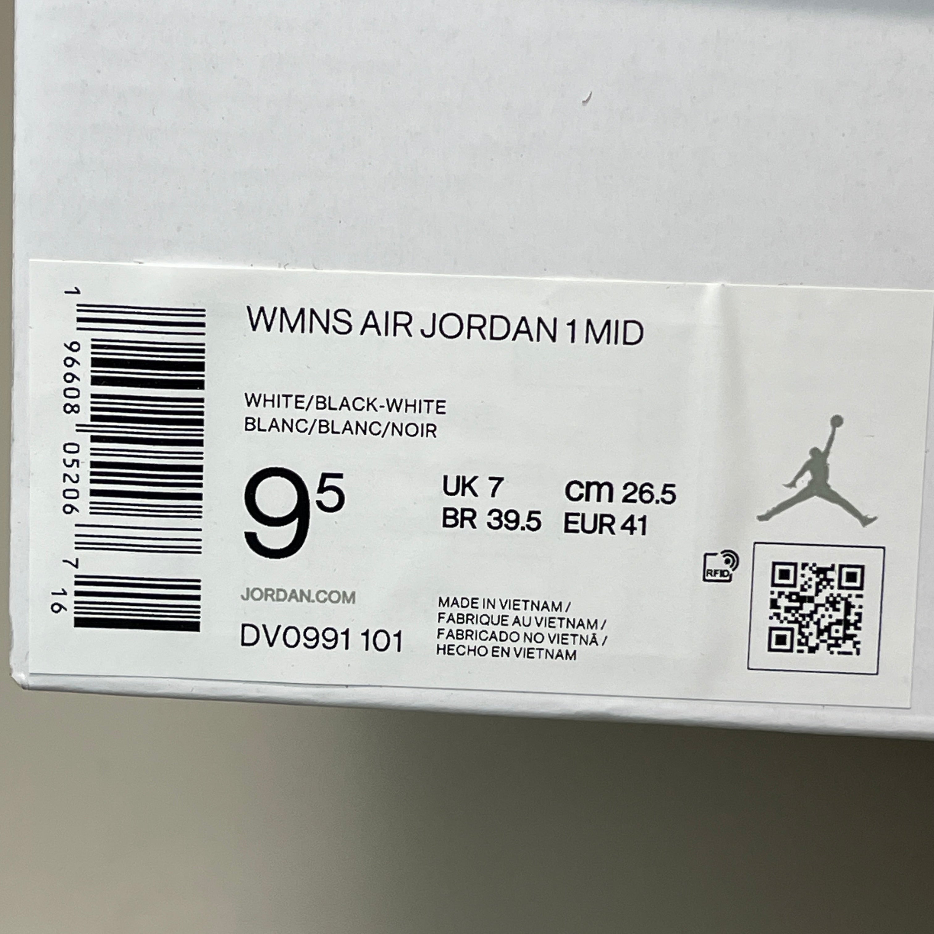 NIKE AIR JORDAN 1 Mid Panda Shoe Women's Sz 9.5 Black / White DV0991-101 (New)