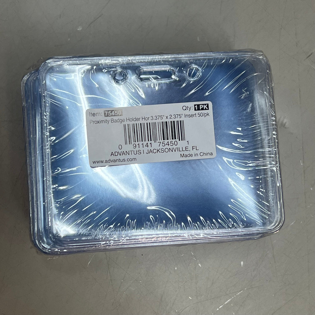 ZA@  ADVANTUS  (50 PACK) Proximity Badge Holders 3.375"x2.375" Clear 75450