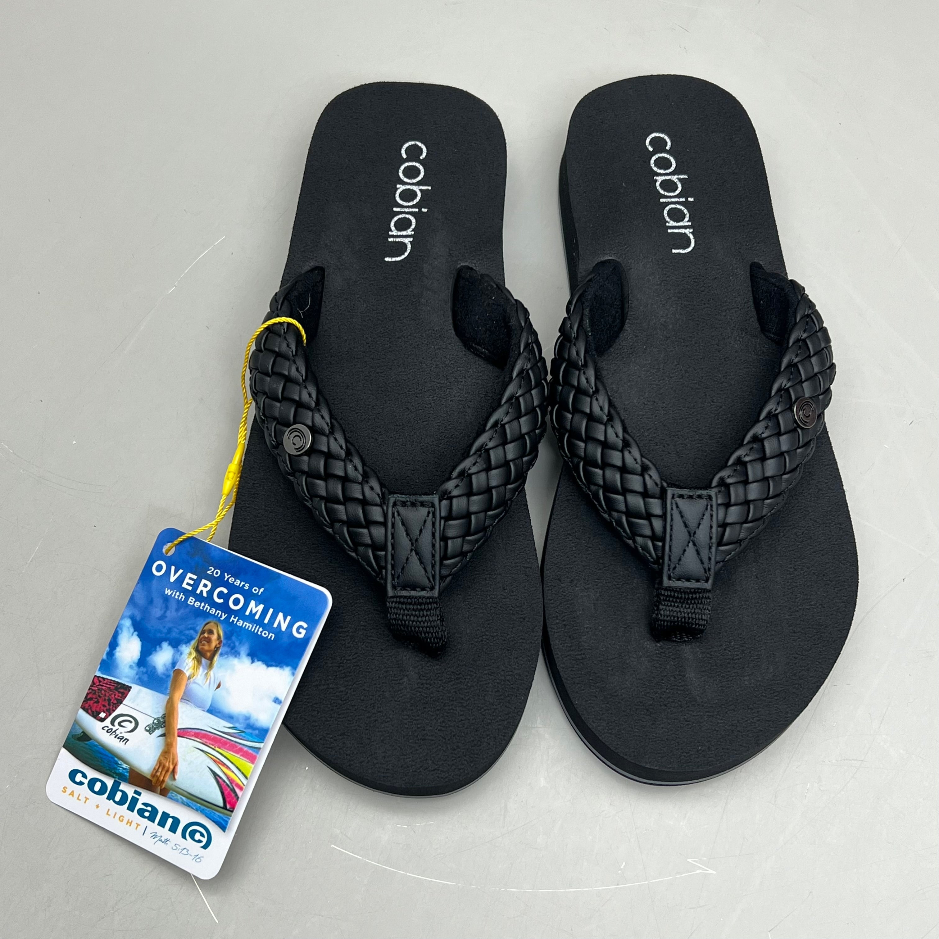 COBIAN Braided Bounce Synthetic Leather Sandals Women's Sz 6 EU 35.5  Black BRB10-001-6