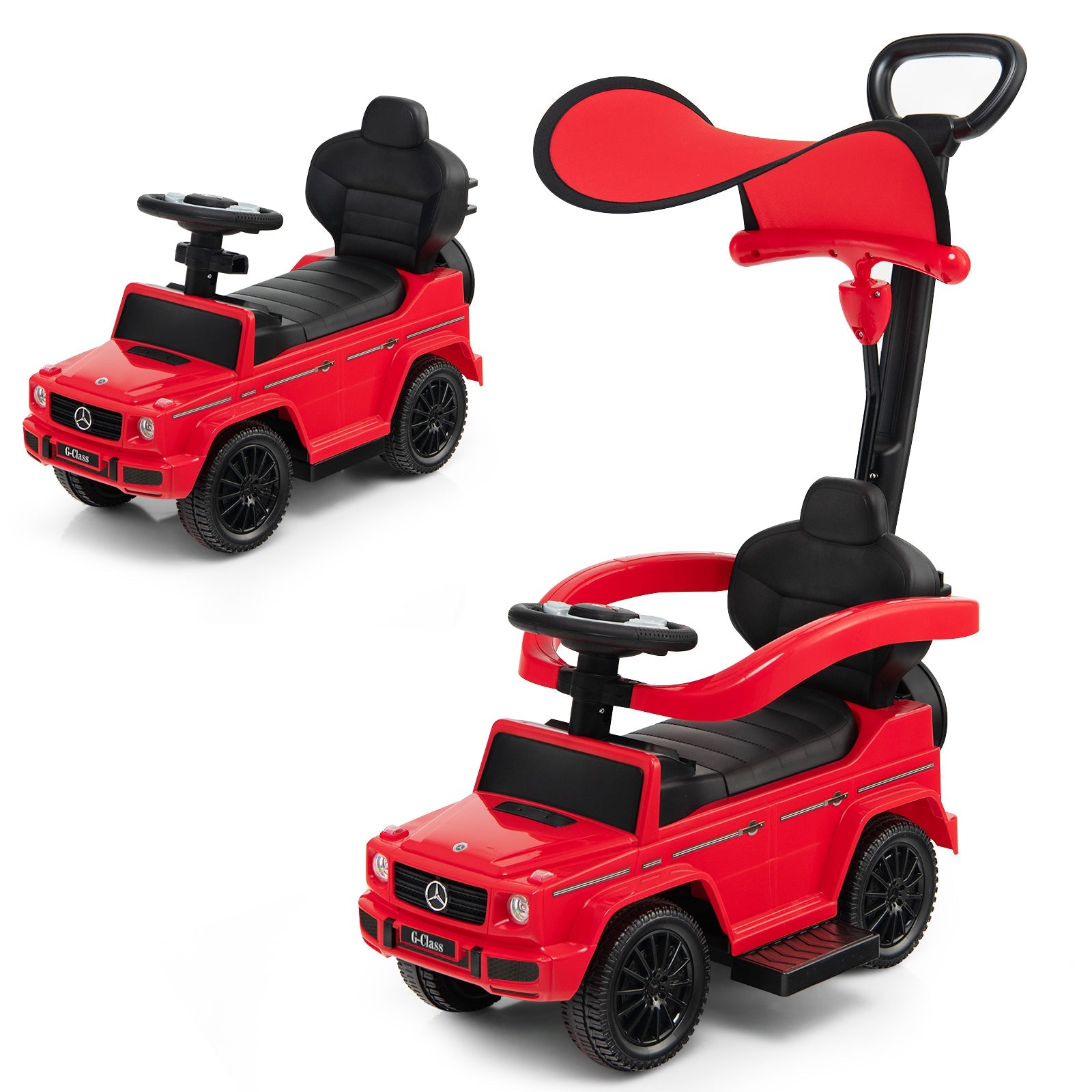 3-In-1 Ride on Push Car Mercedes Benz G350 Stroller Sliding Car with Canopy