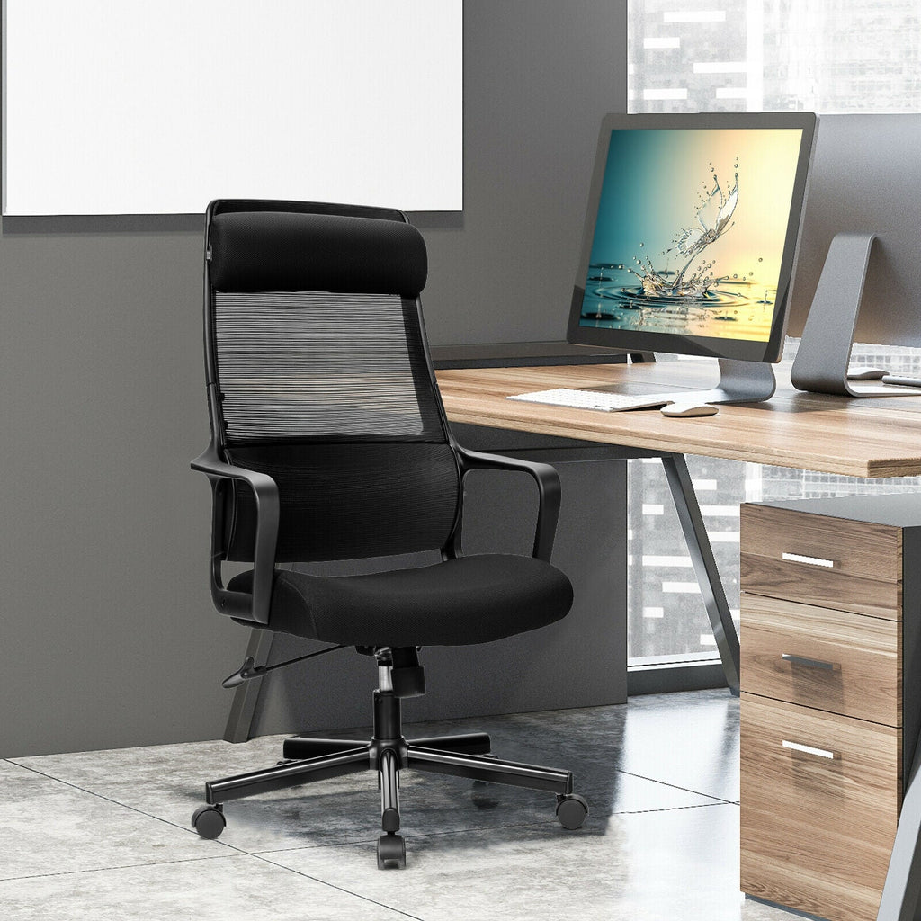 Adjustable Mesh Office Chair with Heating Support Headrest