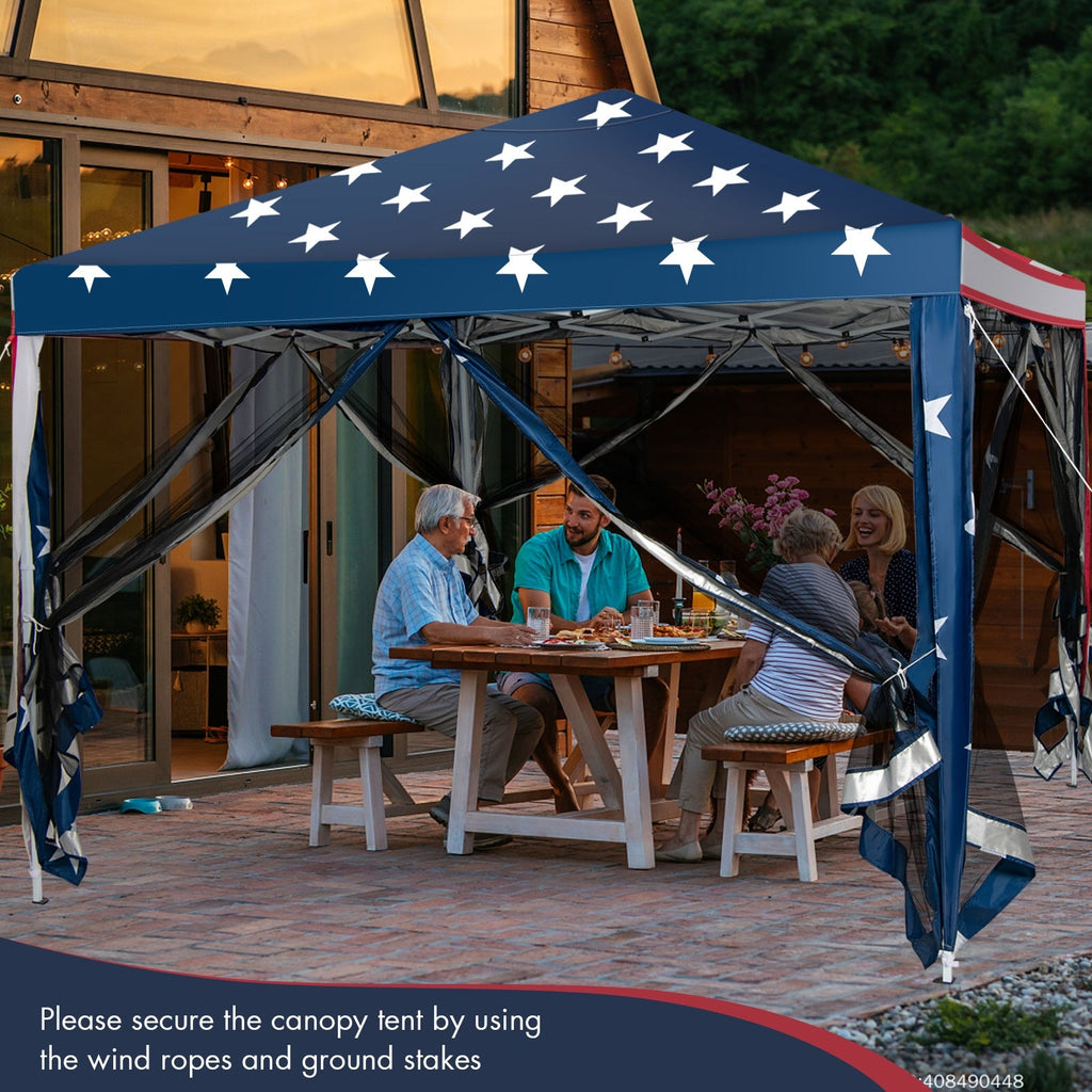 10 FT x 10 FT Pop-Up Canopy Tent Easy Setup Instant Folding Shelter with Mesh Netting-Beige