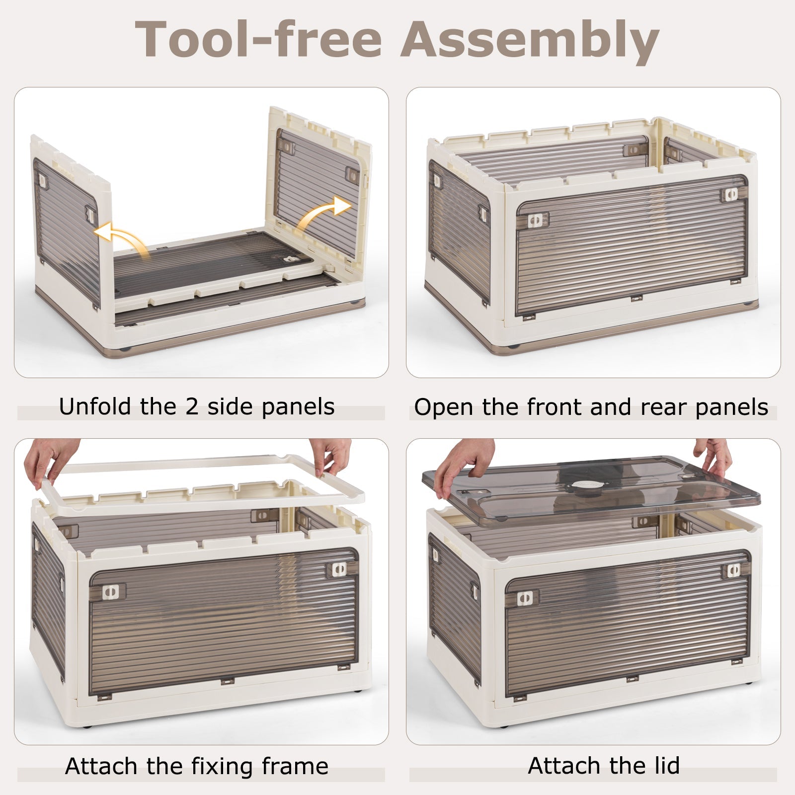 3-Pack Stackable Storage Bins with Lids with 5 Opening Ways