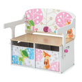 3 in 1 Kids Convertible Activity Bench with 2 Removable Fabric Bins