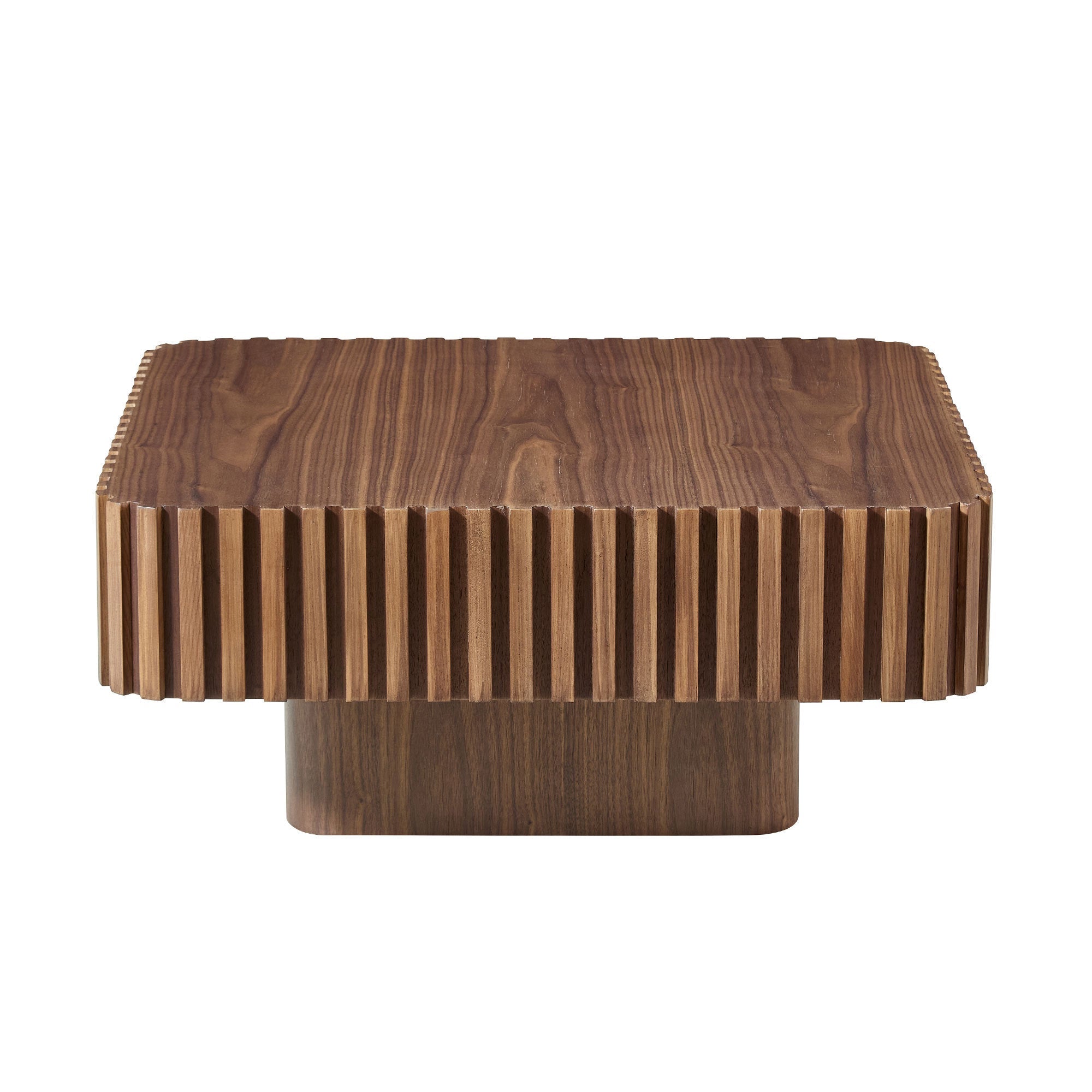 31.5 Inch Modern Handcraft Drum Coffee Table Walnut
