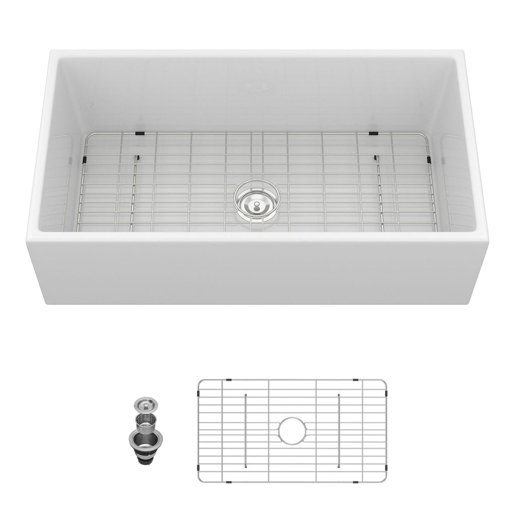 Farmhouse Sink, Apron-Front Porcelain Ceramic Single Bowl