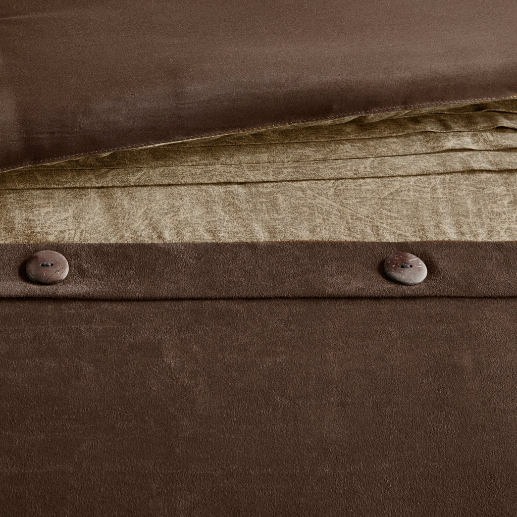 7 Piece Faux Suede Comforter Set Brown King