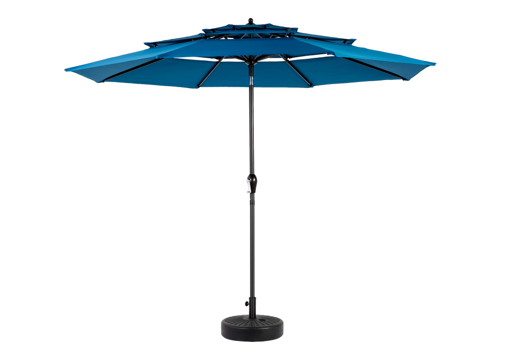 Aluminium 10ft 3 Tier Auto-tilt Outdoor Patio Umbrella - Dark Blue