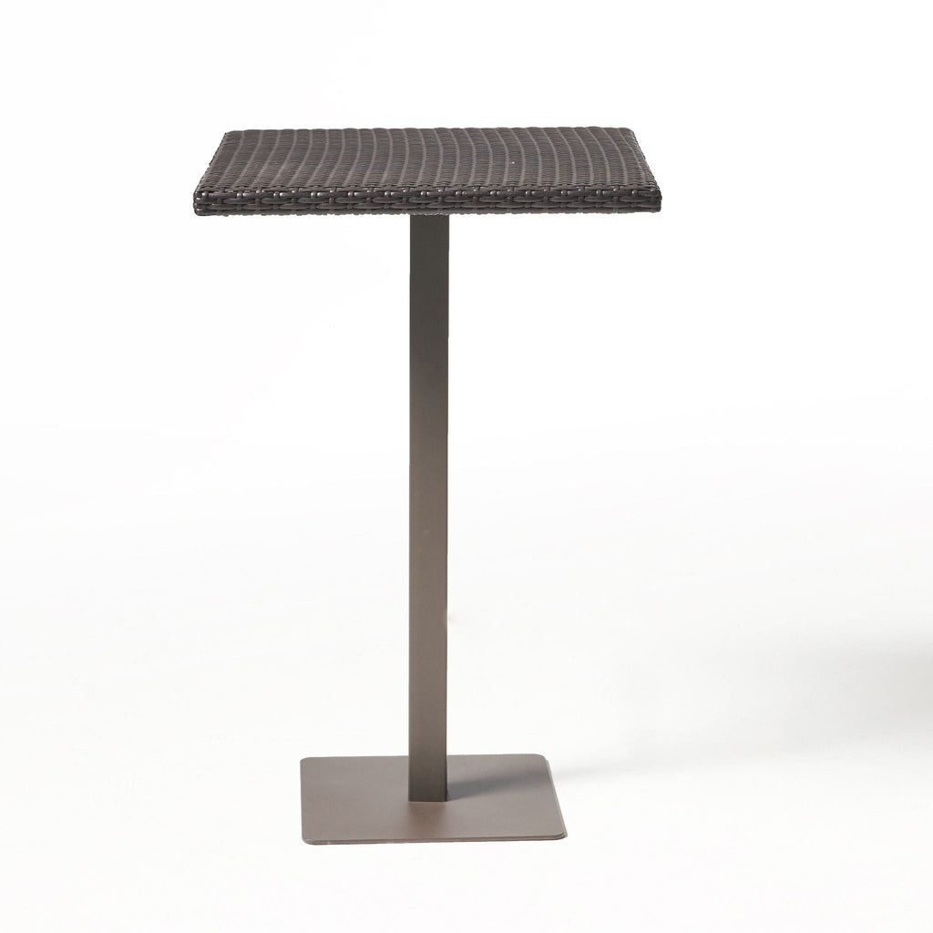 Outdoor Square Rattan Bar Table with Iron Frame - Multi Brown