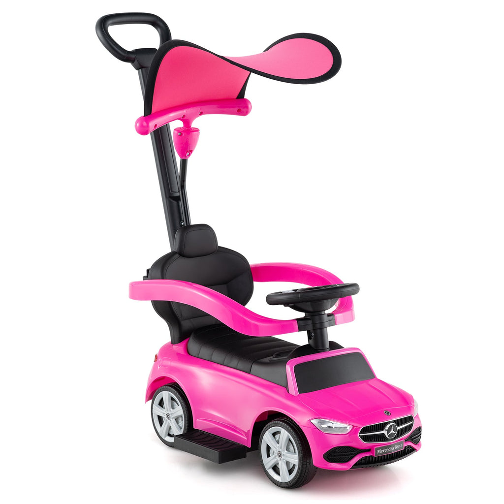 3-in-1 Ride on Push Car Mercedes-Benz Licensed Sliding Car with Canopy