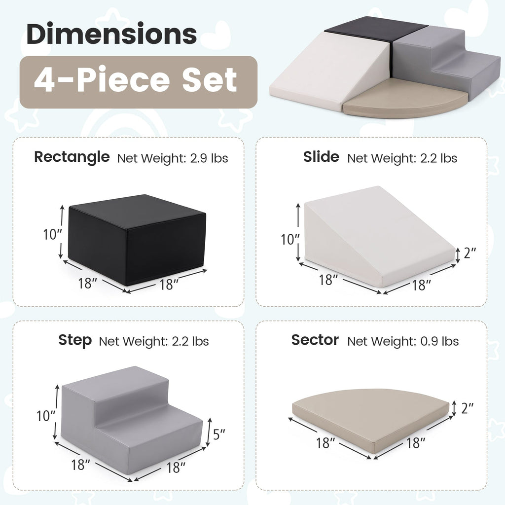 4-Piece Climb and Crawl Foam Block Play Set for Infant Baby