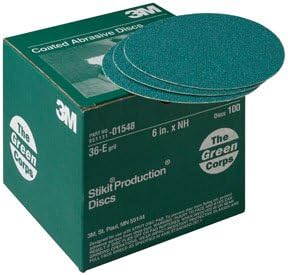 3M Green Corps Stikit Sanding Discs, 01548, No Hole, 6 in, 36+ Grade