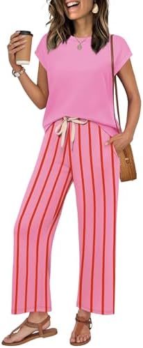 WIHOLL Two Piece Sets for Women Summer Spring Outfits Lounge Sets Beach Vacation Clothes Airport Travel Matching Clothing