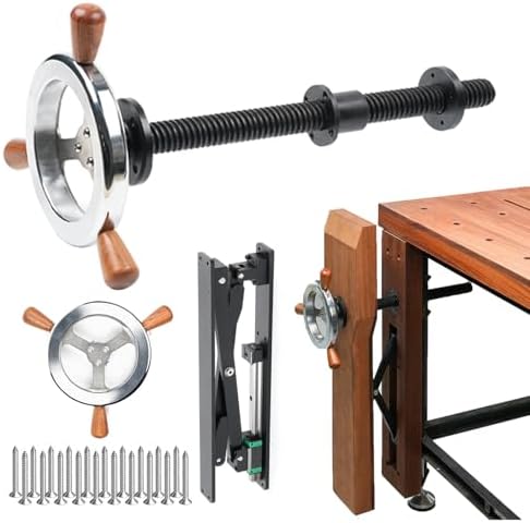 Bench Screw Leg Vise, Workbench Inertia Leg Clamps with Handwheel & Parallel X-Bracket, Stainless Steel Screws, Heavy Duty Woodworking Table Vise Clamps Set for DIY Accessories (Silver)