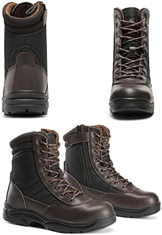 NORTIV 8 Men's Steel Toe Work Boots Side Zipper