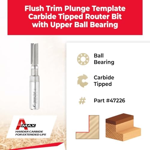 Amana Tool - 47226 Carbide Tipped Flush Trim Plunge Template 3/8 Dia x 1 2" Shank