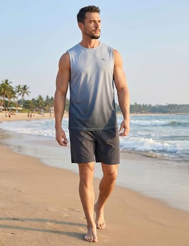 KPSUN Men's Quick Dry Workout Tank Top Summer Beach Shirt | UPF 50+ Sleeveless Gym Muscle Shirt with Hidden Pocket for Keys. Ideal for Gym Training, Outdoor Running, And Beach Workouts