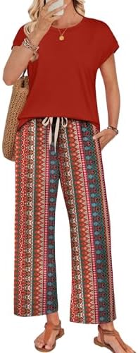 WIHOLL Two Piece Sets for Women Summer Spring Outfits Lounge Sets Beach Vacation Clothes Airport Travel Matching Clothing