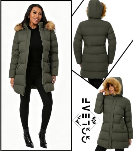 GGleaf Women's Winter Puffer Coat with Removable Fur Hood Warm Snow Jacket