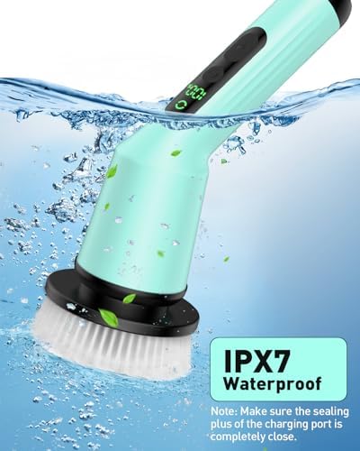 Electric Spin Scrubber for Bathroom, Shower Scrubber with Long Handle