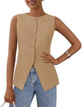 PRETTYGARDEN Women Tailored Suit Vest Business Casual Tops
