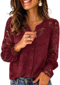 Zeagoo Long Sleeve Shirts for Women Lace Top Button Up Blouse Dressy Casual