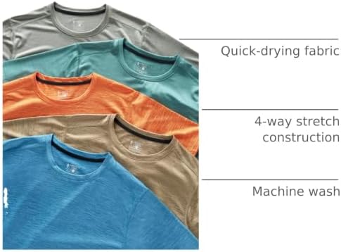 Liberty Imports 5 Pack Men's Active Quick Dry Crew Neck T Shirts