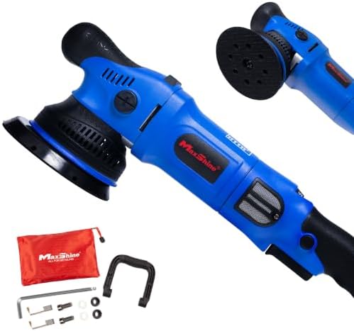Maxshine M15 Pro Dual Action Polisher Blue – 15mm Long Throw Random Orbital Buffer, 1000W Detailing Machine 5″ Backing Plate – Variable Speed 2500–5000 OPM for Car, Truck, SUV & Boat Paint Correction