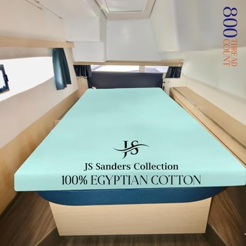 JS Sanders AFT Berth Boat Sheet 1 Pcs 600 TC Egyptian Cotton, Aqua Blue
