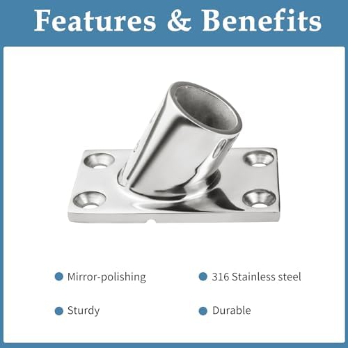 YANYUCB Boat Hand Rail Fitting,316 Stainless Steel Rectangular 60/90 Degree Boat Hand Rail Base(1 inch,1-1/4inch,7/8 inch,1-3/16 inch) with L Shape Hex Key and Screws