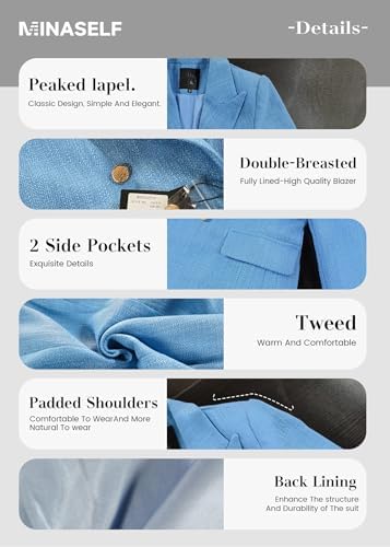 Mina Self 2026 Women's Fall Tweed Blazer Plaid Jacket Business Casual Coat