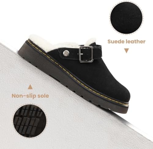 Athlefit Women's Slip On Suede Clogs with Back Strap