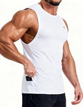 KPSUN Men's Quick Dry Workout Tank Top Summer Beach Shirt | UPF 50+ Sleeveless Gym Muscle Shirt with Hidden Pocket for Keys. Ideal for Gym Training, Outdoor Running, And Beach Workouts