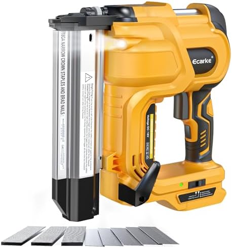Ecarke Cordless 2 Inch Brad Nailer Compatible with DeWalt 20V Battery(Tool only),2 In 1 Electric Nail Gun,18GA Staple Gun with 1000 Nails, Battery Powered Nail Gun for Trim Wood Crafting Home DIY