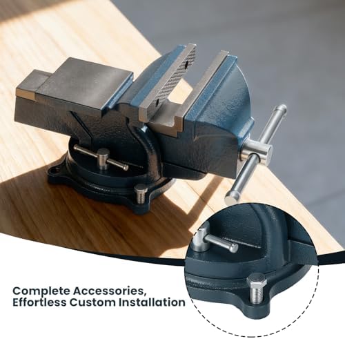 6" Heavy Duty Bench Vise with 360° Swivel Locking Base Desktop Clamp - Durable Ductile Iron Design