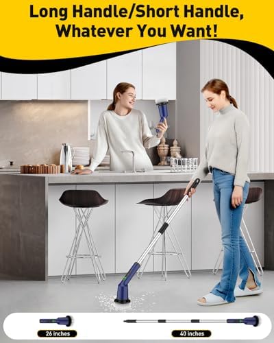 Electric Spin Scrubber for Bathroom, Shower Scrubber with Long Handle