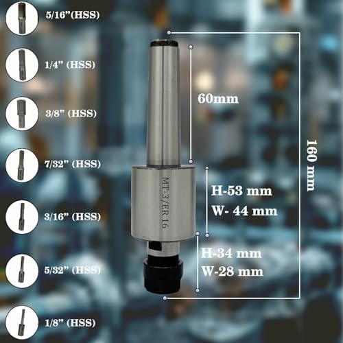 MachEl MT-3 Shank Rotary Broach with ER 16 Adaptor 7 Hex Broaches