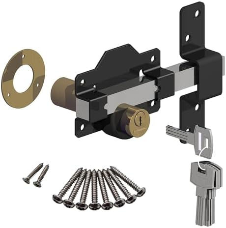 GateMate 2 ¾” Double Locking Long Throw Gate Lock 5 Keys Included, Stainless Steel, High Durability, Ideal for Gates and Doors, Corrosion-Resistant.