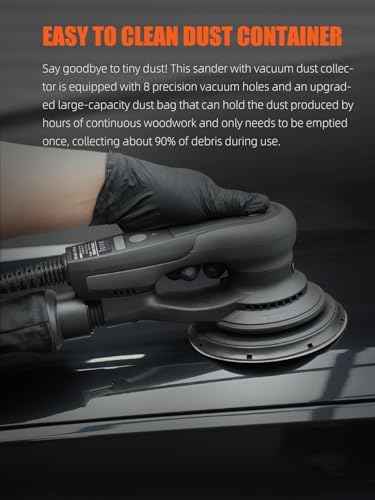 Electric 5mm Random Orbital Sander, SPTA 6Inch Brushless 350W 3A Palm Sander, Multi-function Variable Speed Electric Corded Orbital Sanders Machine with Sanding Pad, 10 Sanding Papers for Woodworking