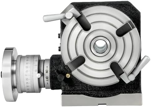 4inch Rotary Table Horizontal Vertical Milling Table, 4-Slot with Indexing Plate Set for Precision Milling Drilling (4 inch 4-Slot)