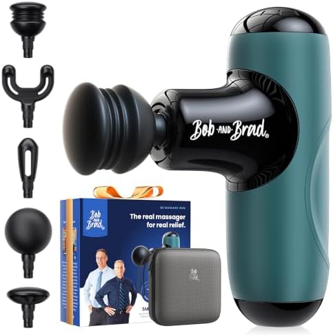 BOB AND BRAD Q2 Mini Massage Gun, Pocket-Sized Deep Tissue Massager Gun, Portable Percussion Muscle Massager Gun, Ultra Small & Quiet Muscle Massage Gun with Carry Case