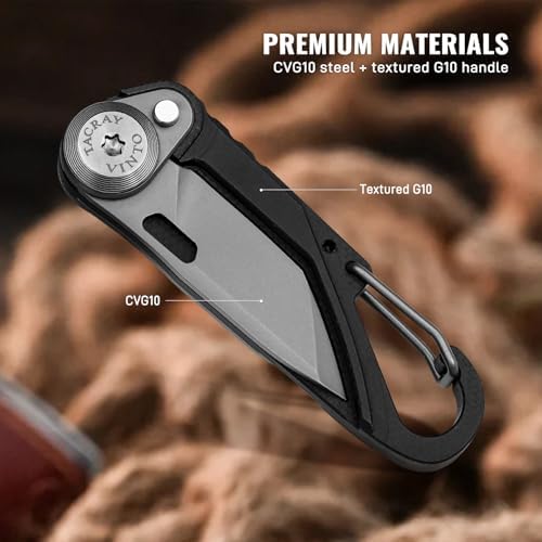 TACRAY Vinto 5-in-1 Keychain Multitool Mini Pocket Knife, 1.5" Blade, Black